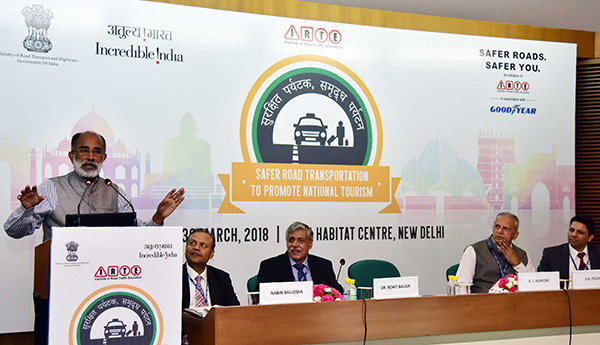 The Minister of State for Tourism (I/C) and Electronics & Information Technology, Shri Alphons Kannanthanam addressing at the inauguration of the Two-Day National Conference on ‘Safer Road Transportation to Promote National Tourism’, in New Delhi.