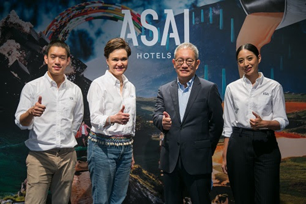 ASAI Hotels was launched in Bangkok by Dusit's executives. From left: Siradej Donavanik, Managing Director, Asai Holdings Co., Ltd.; Suphajee Suthumpun, Group CEO, Dusit International; Chanin Donavanik, Vice Chairman and Chairman of the Executive Committee, Dusit International; Natapa Sriyuksiri, Creative Director, ASAI Hotels.