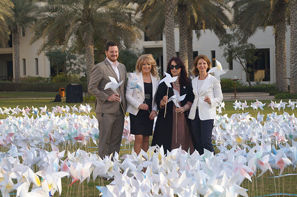 (L/R) Simon Tibbs Head of Sales Operations UAE PSAV, Janet Abrahams Director Sales & Marketing Park Hyatt Abu Dhabi, Freya Jaffer Influencer and Counting Witness, Doris Hecht Hotel Manager Park Hyatt Abu Dhabi.