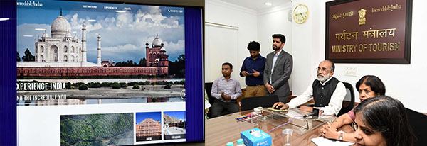 The Minister of State for Tourism (I/C), Shri Alphons Kannanthanam launching the new Incredible India website, in New Delhi. The Secretary, Ministry of Tourism, Smt. Rashmi Verma is also seen