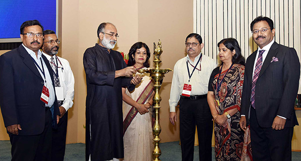 The Minister of State for Tourism (I/C), Mr. Alphons Kannanthanam lighting the lamp at the presentation of the National Tourism Awards (2016-17), on the occasion of World Tourism Day, organised by the Ministry of Tourism, in New Delhi. The other dignitaries and tourism officials are also seen.