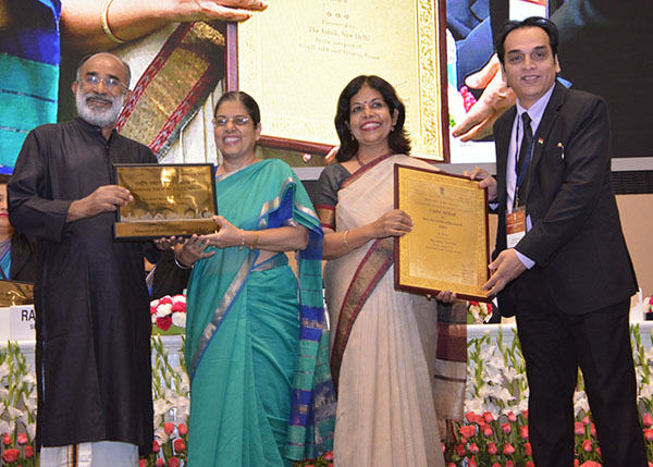 CMD, ITDC Ms. Ravneet Kaur and Director (Commercial & Marketing), ITDC receiving National Tourism Award for The Ashok under Best Hotel Based Meeting Venue from Hon'ble Tourism Minister & Secretary Tourism