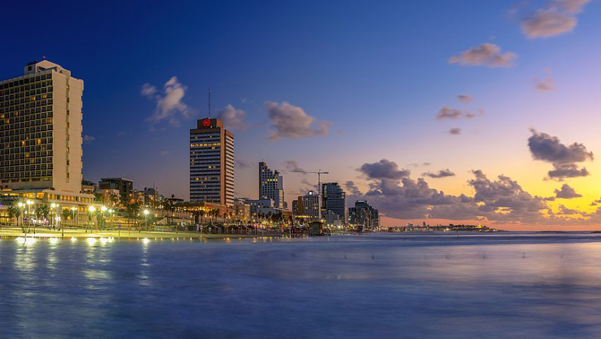 Tel Aviv beautiful sunset cityscape