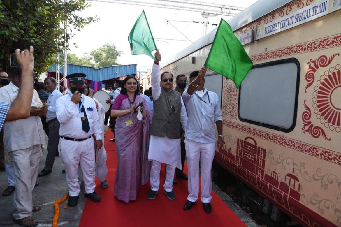 Buddist Circuit Train: MOS of State Shri Ajay Bhatt flags off the Train from New Delhi to tap the potential of Buddhist Tourism