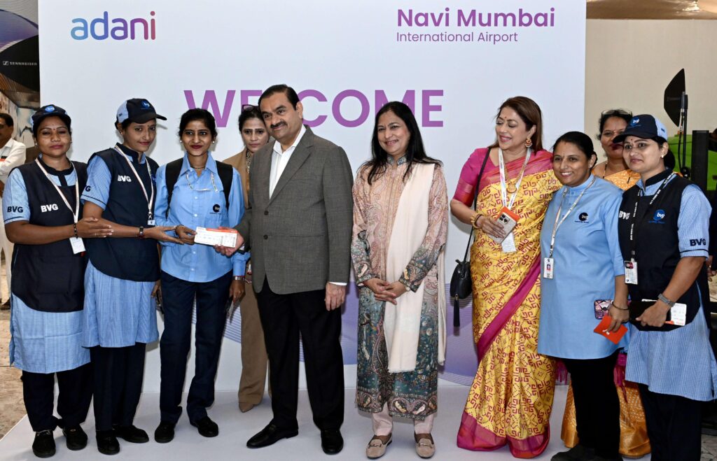 Chairman Gautam Adani Welcomes First Passengers as Navi Mumbai International Airport Takes Flight